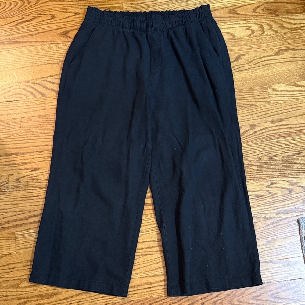 Old Navy High-Waisted Wide Leg Linen Blend Pants (Black - M)